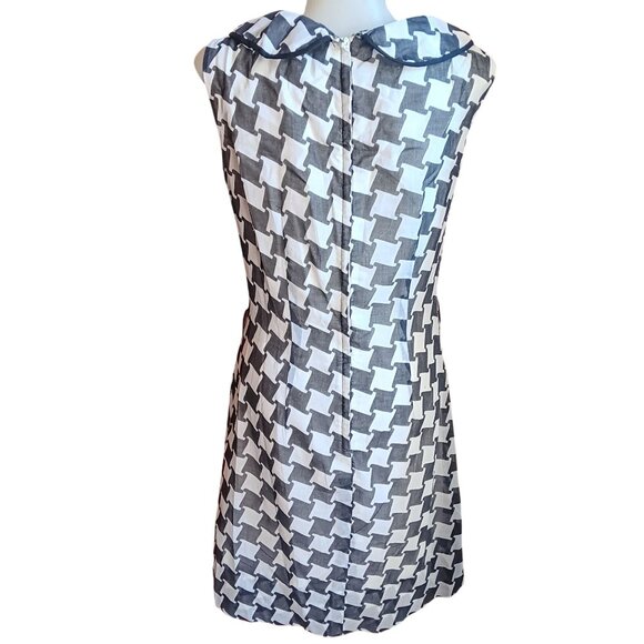 12 Vintage 1960's Geometric Sleeveless Dress Bow Collar Mod Garage Scooter Girl - Picture 5 of 11